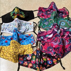 Colorful Patterned Face Masks (9 total) 😷
